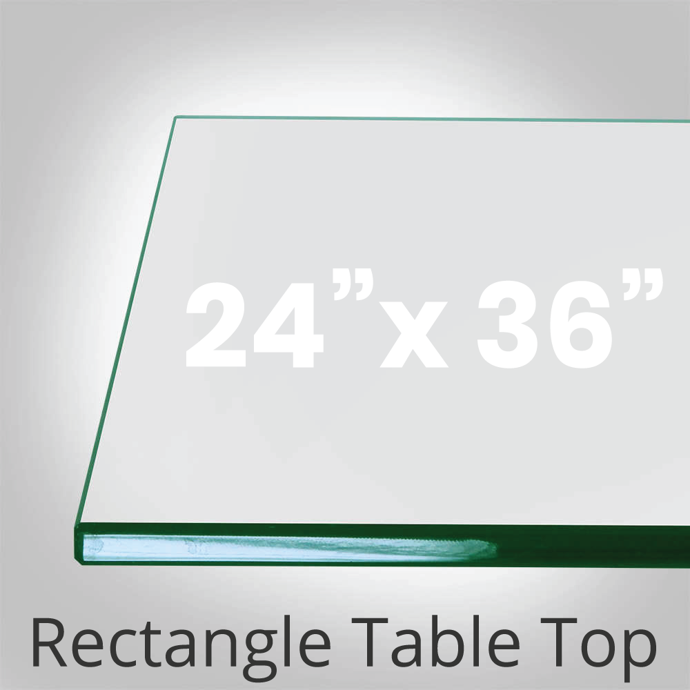 24 X 48 Rectangle Tempered Glass Table Top 1/2 Thick 1 Beveled Edge
