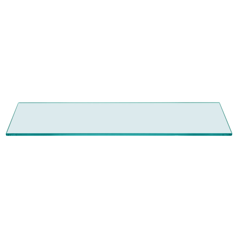 10" x 36" Rectangle 3/8" Clear Tempered Glass Shelf 