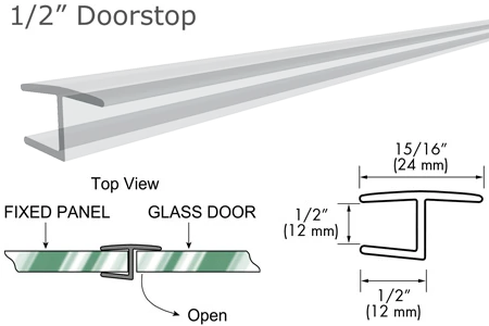 95 Clear Y Jamb 180° Inline for 1/2 Glass-to-Glass Door