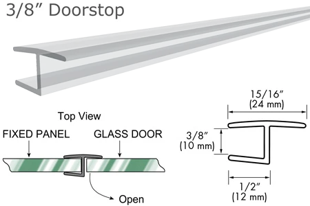 95 Clear Y Jamb 180° Inline for 3/8 Glass-to-Glass Door