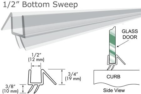 95" Clear Bottom Sweep with Drip Rail for 1/2" Glass