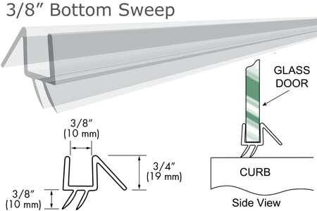95" Clear Bottom Sweep with Drip Rail for 3/8" Glass