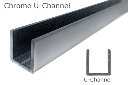95" Chrome Deep U-Channel for 3/8" Thick Glass