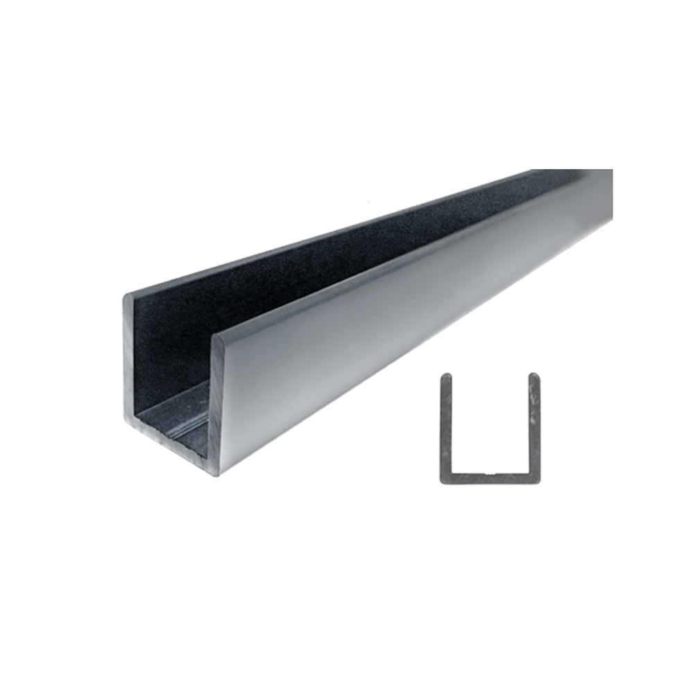 95" Chrome Deep U-Channel for 1/2" Thick Glass