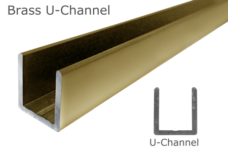 95" Polished Brass Deep U-Channel for 3/8" Thick Glass