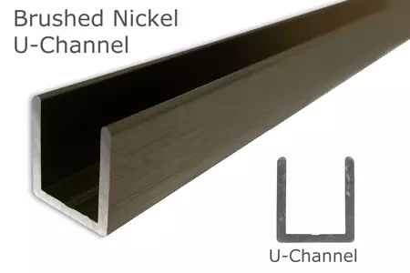 95" Brushed Nickel Deep U-Channel for 3/8" Thick Glass
