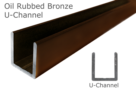 95" Oil Rubbed Bronze Deep U-Channel for 1/2" Thick Glass