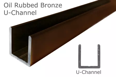 95" Oil Rubbed Bronze Deep U-Channel for 3/8" Thick Glass