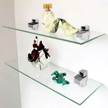 Drilled Fitting Toughened Glass Shelves Retail Display Beveled Edge Shop Fitting 